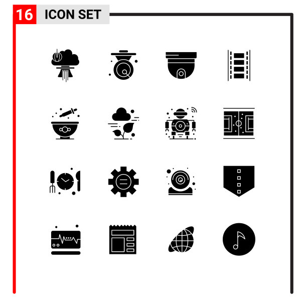 16固体字形概念的网站移动和图片下载