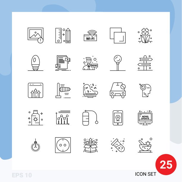 25个世界性的线条符号象征花卉图片下载