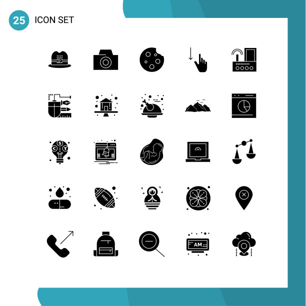 25个创意图标的现代符号和符号图片下载