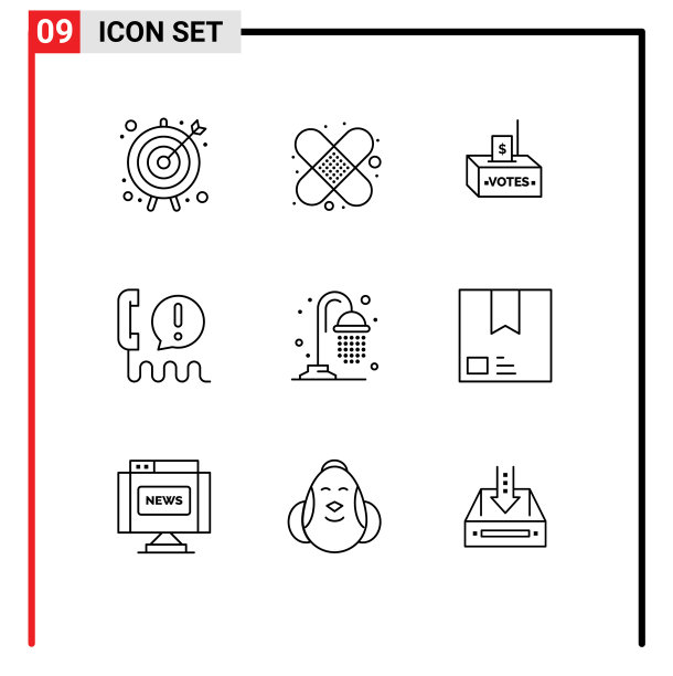 包9个现代轮廓标志和符号图片下载