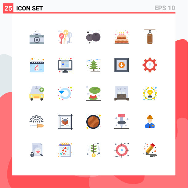 将25个单色标志和符号组合在一起图片下载