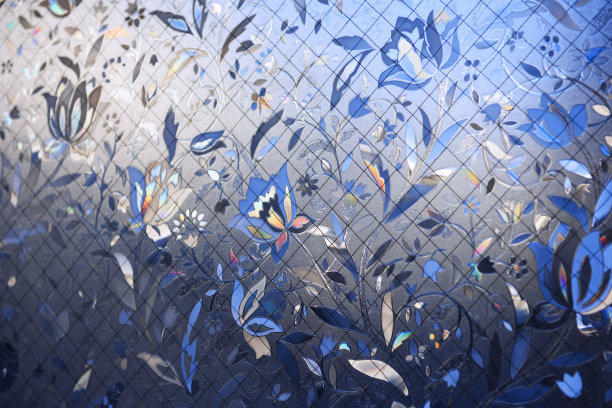 半透明的乙烯基和花卉图案把它放在窗户上图片下载