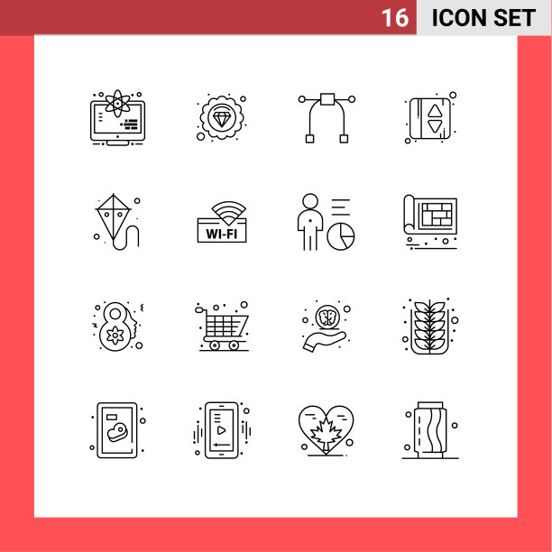 移动界面大纲集16个象形图图片下载