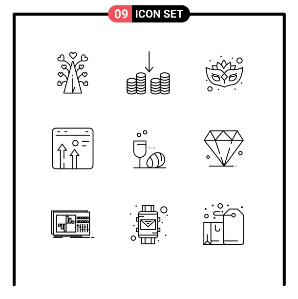 为鸡蛋生长嘉年华设置9个网格轮廓图片下载