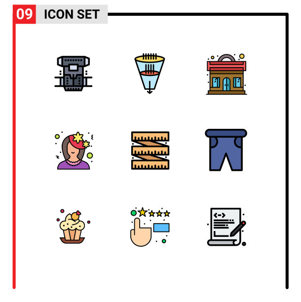 可编辑的线包9简单填充线平图片下载