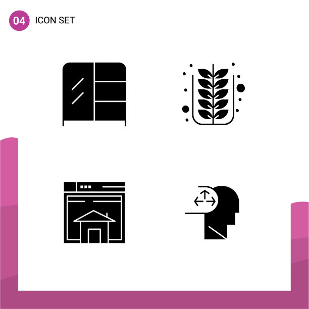 4组现代实心字形家具套装图片下载