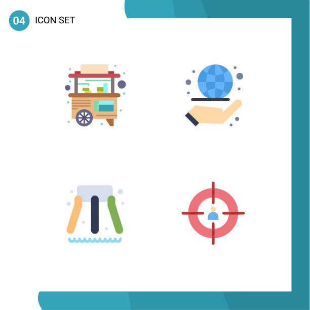 为食物设置4个商业平面图标包图片下载