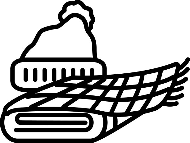 冬季帽子和围巾图标线风格图片下载