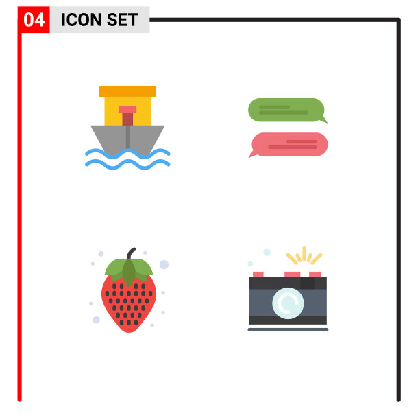 4个主题平面图标和可编辑的符号图片下载