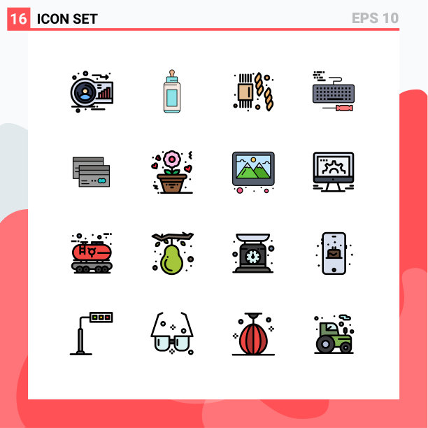 现代集16平色填充线条图片下载