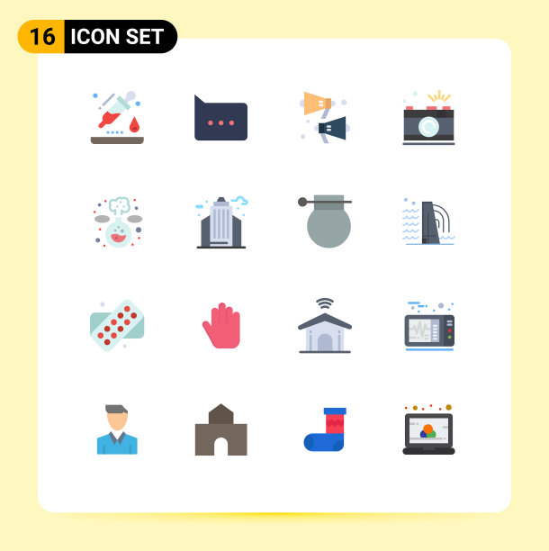 象形图设置16个简单平色实验室图片下载