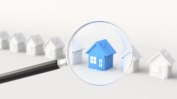 蓝白相间的放大镜，白色背景。狩猎和搜索概念图片下载