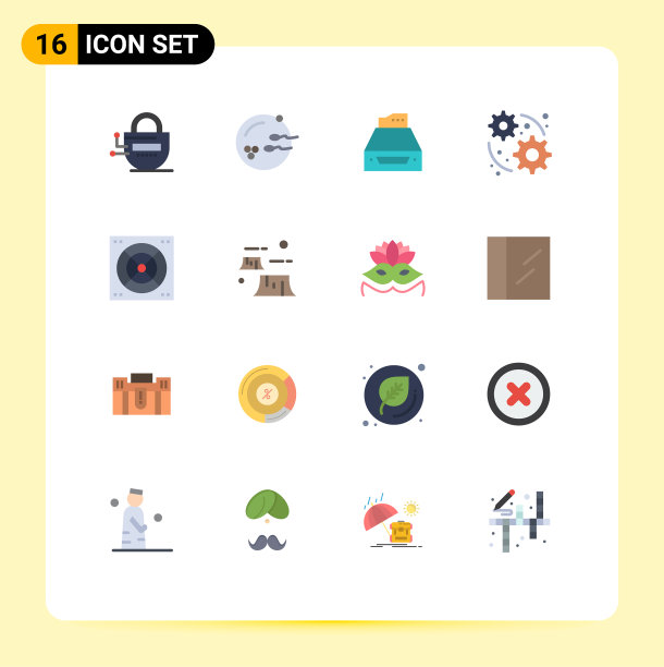 16个主题平色和可编辑的符号图片下载