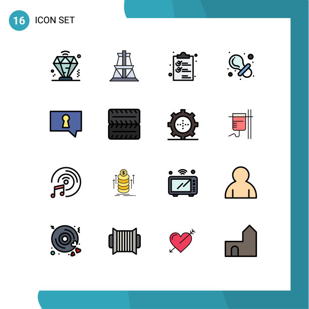 组16平色填充线标志和图片下载