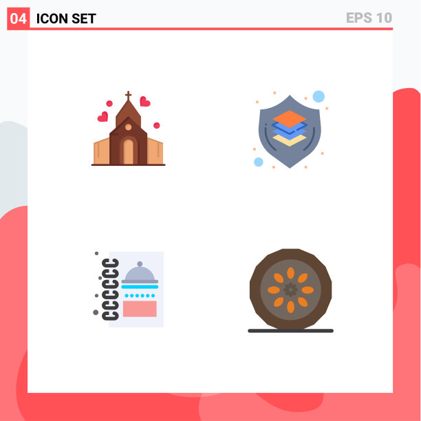 象形文字设置4个简单的平面拱门图标图片下载