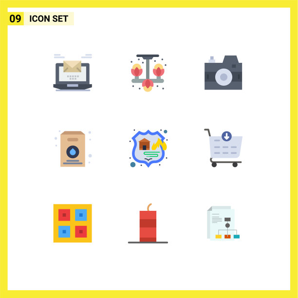 可编辑线包9个简单的平面颜色图片下载