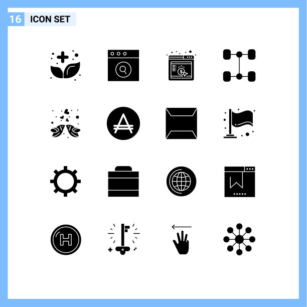 设置16个现代的UI图标象征爱情图片下载
