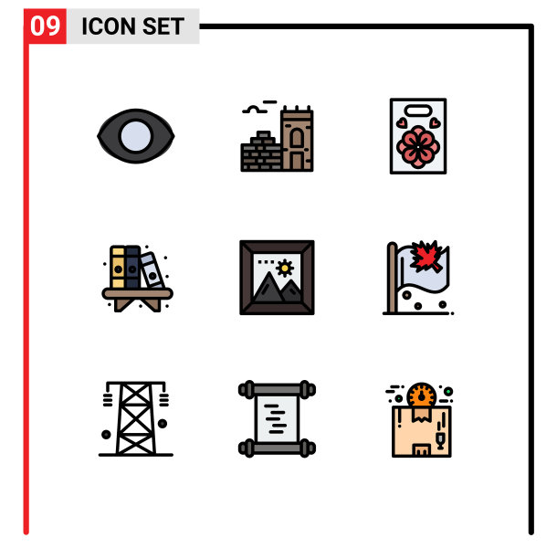 组9现代填充线平面颜色集图片下载