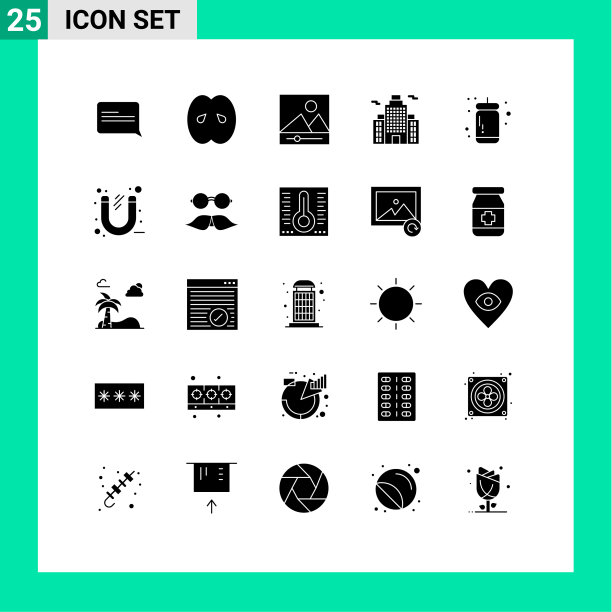 分组25个固体符号符号和符号图片下载