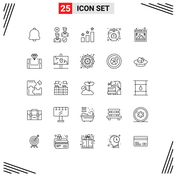 25个创意图标的现代符号和符号图片下载