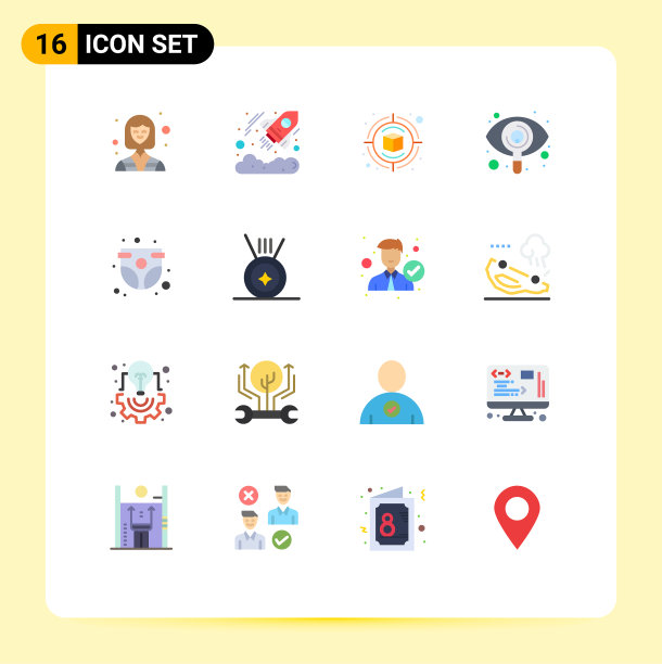 象形文字设置16个简单的平面颜色宝贝图片下载