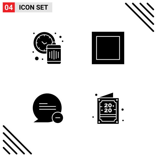 为时钟设置的4组现代固体象形文字图片下载