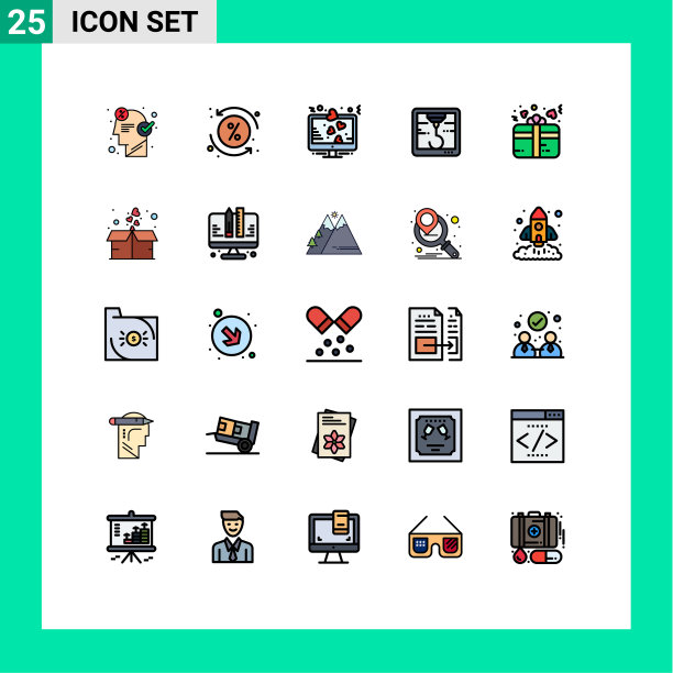 包25个创意填充线平色图片下载