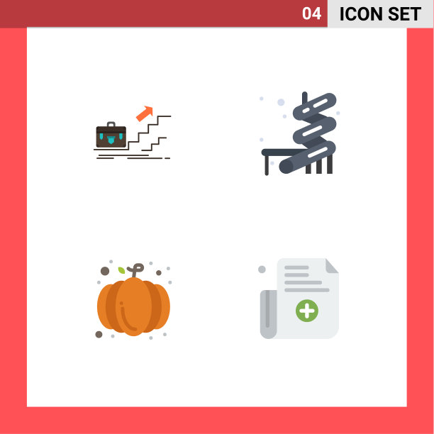 可编辑的线包4个简单的平面图标图片下载