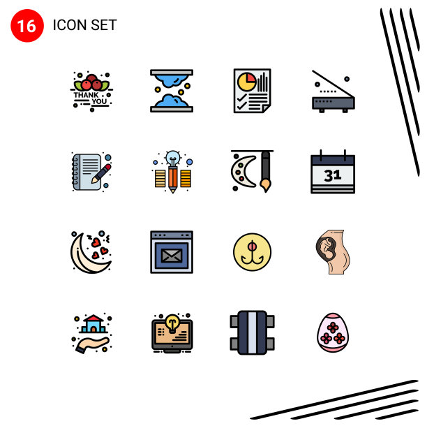 16主题平色填充线条和可编辑图片下载