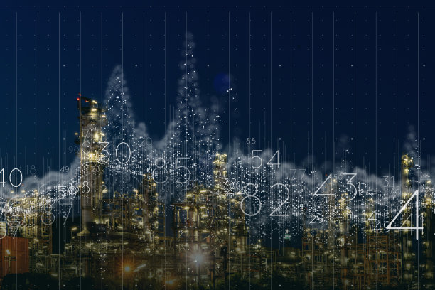 未来图图表，数字，灯光和建筑背景，企业财务投资数据分析概念图片下载