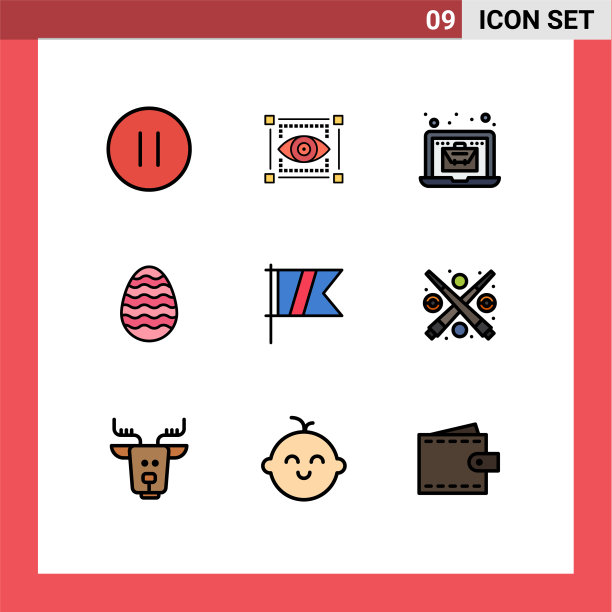 可编辑的线包9简单填充线平图片下载