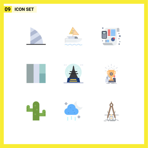 可编辑线包9个简单的平面颜色图片下载