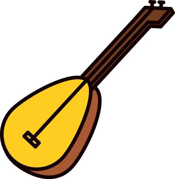 传统的土耳其吉他图标线和填补图片下载