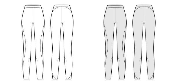 瑜伽裤紧身裤技术时尚插画与正常的腰，高，全长。平面运动,休闲图片下载