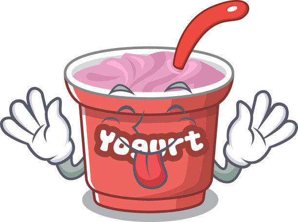 搞笑的酸奶吉祥物设计，伸着舌头图片下载