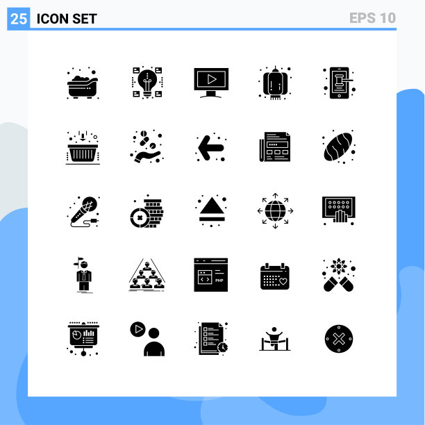 分组25个固体符号符号和符号图片下载