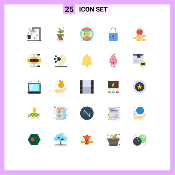 25个主题平色和可编辑的符号图片下载