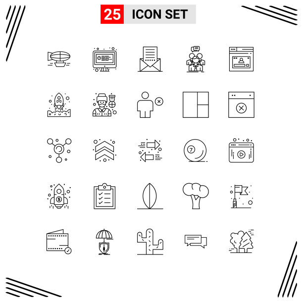 25个创意图标的现代符号和符号图片下载