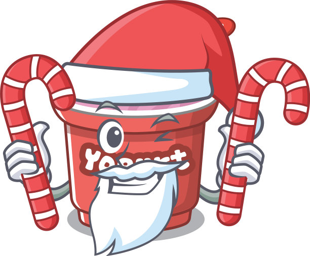 穿着圣诞老人服装的酸奶卡通人物图片下载
