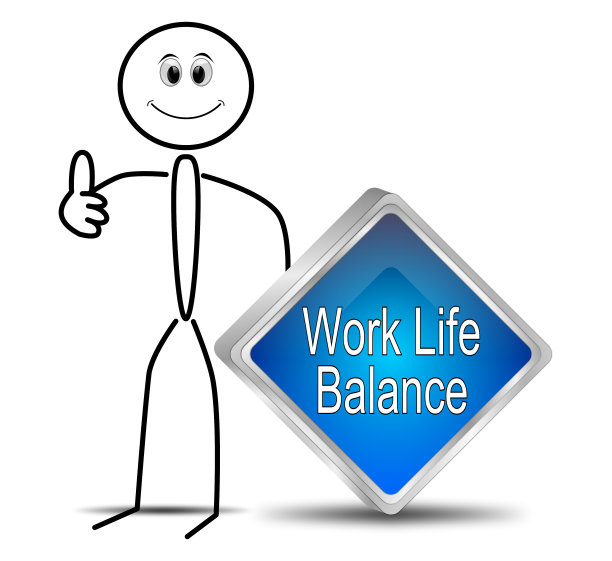工作生活平衡按钮Stickman - 3D插图图片下载