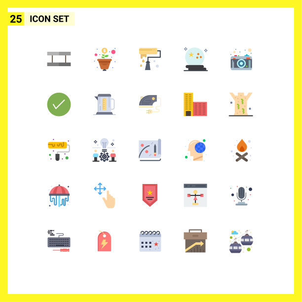 25个主题平色和可编辑的符号图片下载