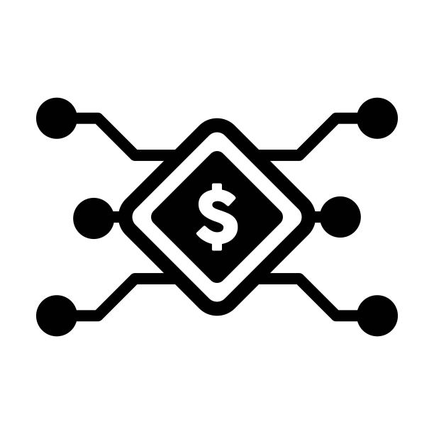 数字美元符号图标矢量货币符号，用于数字交易的资产和钱包扁平颜色字形图图片下载
