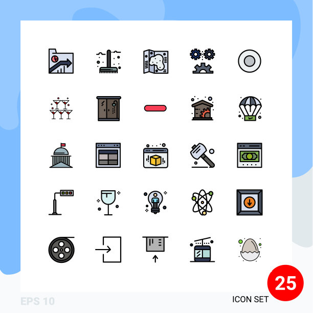 25主题填充线平面颜色和可编辑图片下载