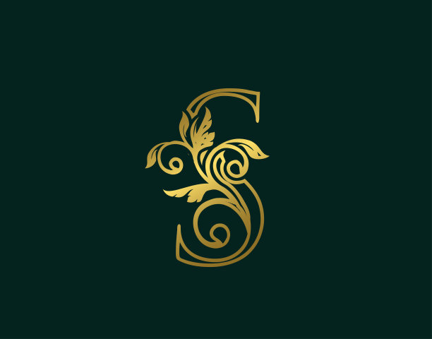 金色S奢侈标志图标设计。图片下载