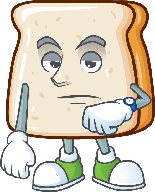 一个卡通图标用等待的姿势切面包图片下载