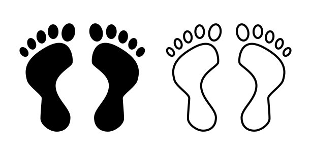 脚印，脚印，鞋底矢量图标插图材料图片下载
