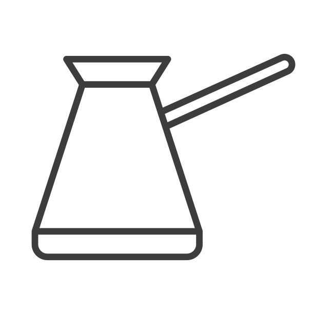 用于制作咖啡的土耳其咖啡壶，简约线条风格的食物图标，适用于Web应用和移动概念，矢量图图片下载