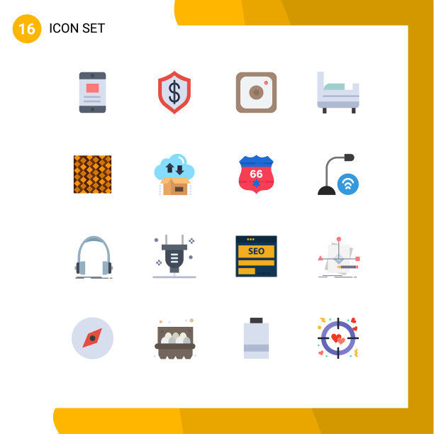 设置16个现代UI图标符号标志图片下载