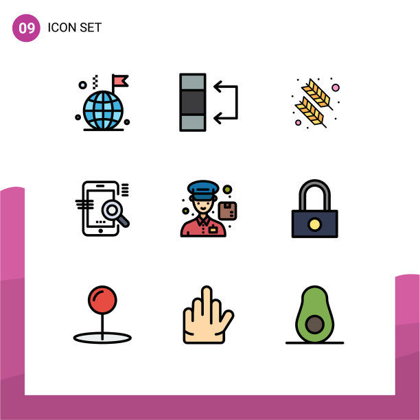 组9现代填充线平面颜色集图片下载