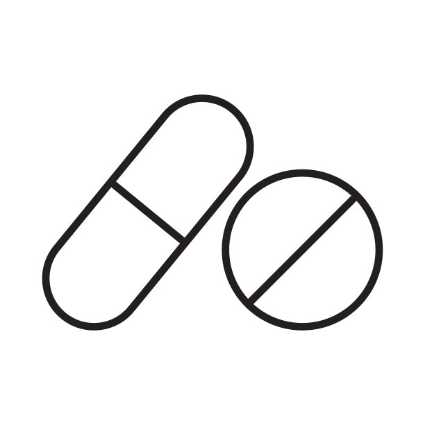 白色背景上流行的线条风格药丸医疗图标，用于Web应用程序和移动概念的矢量图图片下载